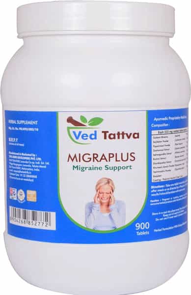 Ved Tattva Migraplus 900 Tablets | Natural Supplement For Migraine Support (Pack Of 4)