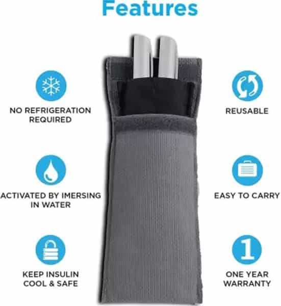 Arkray Original Insulin Cooling Travelling Pouch For Diabetics (Duo) - 1 Black Travel Case Pack