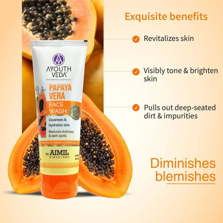 Ayouthveda Papaya Vera Face Wash - 100ml