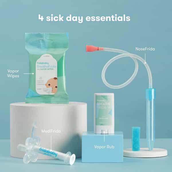 Fridababy Baby's Sick Day Prep Kit | Nosefrida | Medifrida | Vapor Chest Rub & Snot Wipes