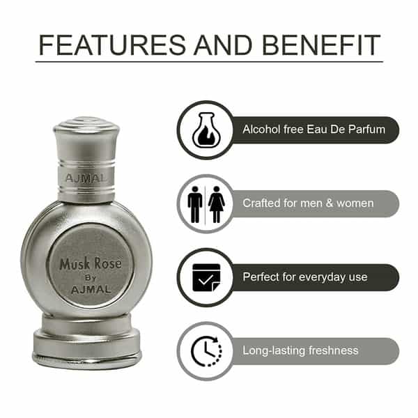 Ajmal Wisal Edp Perfume For Women & Musk Rose Concentrated Perfume Attar Gift Set
