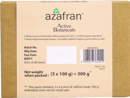 Azafran Organic Licorice & Saffron Bath Bar Pack Of 3