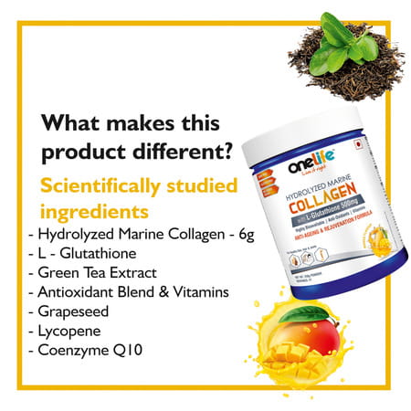 Onelife Hydrolyzed Marine Collagen Mango - 250gm