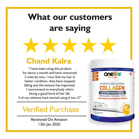 Onelife Hydrolyzed Marine Collagen Mango - 250gm