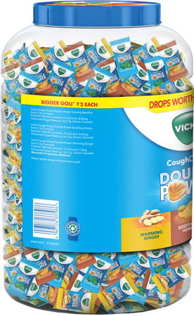 Vicks Cough Drops Double Power Lozenges 800+250 Free For Quick Throat And Cough Relief 1050 No's