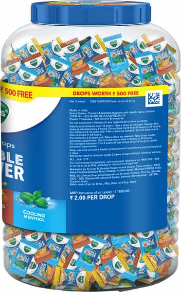 Vicks Cough Drops Double Power Lozenges 800+250 Free For Quick Throat And Cough Relief 1050 No's