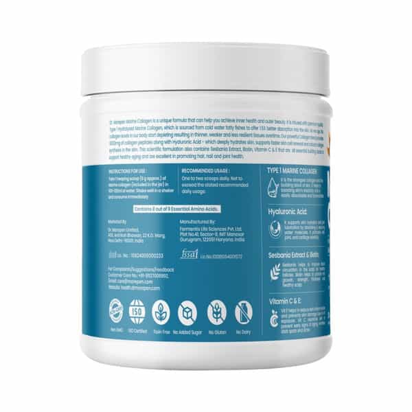 Dr. Morepen Marine Collagen Chocolate Protein Powder 250Gm & Biotin + Advanced 60 Tablet | Combo
