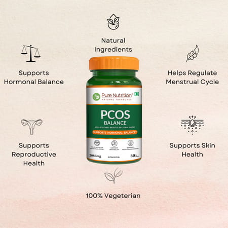 Pure Nutrition Pcos Balance Tablets For Women | 40:1 Ratio Of Myo & D Chiro Inositol - 60 Veg Tabs