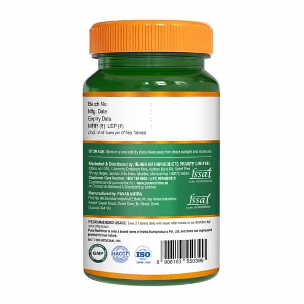Pure Nutrition Pcos Balance Tablets For Women | 40:1 Ratio Of Myo & D Chiro Inositol - 60 Veg Tabs
