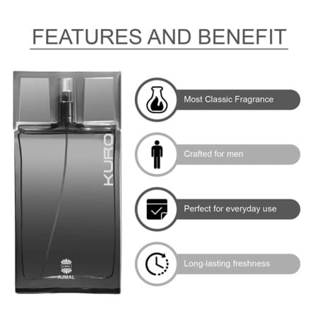 Ajmal Kuro Edp Spicy Perfume 90ml For Men And Aurum Perfume Oil Fruity 10ml For Women + 2 Parfum