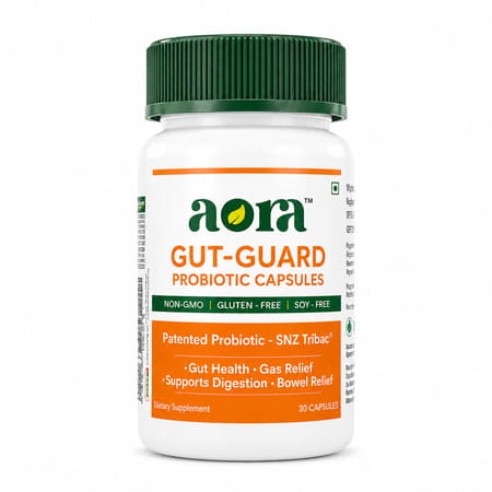 Aora Gut-Guard Probiotic Capsules|Snz Tribac Multi-Strain Probiotics With Fos Prebiotics|30 Capsules