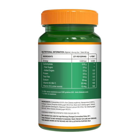 Pure Nutrition Vitamin D3 + K2 L Vitamin D3 Supplement For Strong Bones - 60 Veg Tablets