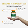 Pure Nutrition Vitamin D3 + K2 L Vitamin D3 Supplement For Strong Bones - 60 Veg Tablets