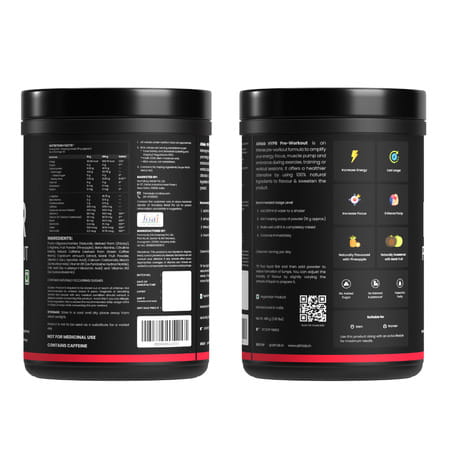 Athlab Hypr Pre Workout | Naturally Flavoured & Sweetened With Monk Fruit | Pineapple - 480g