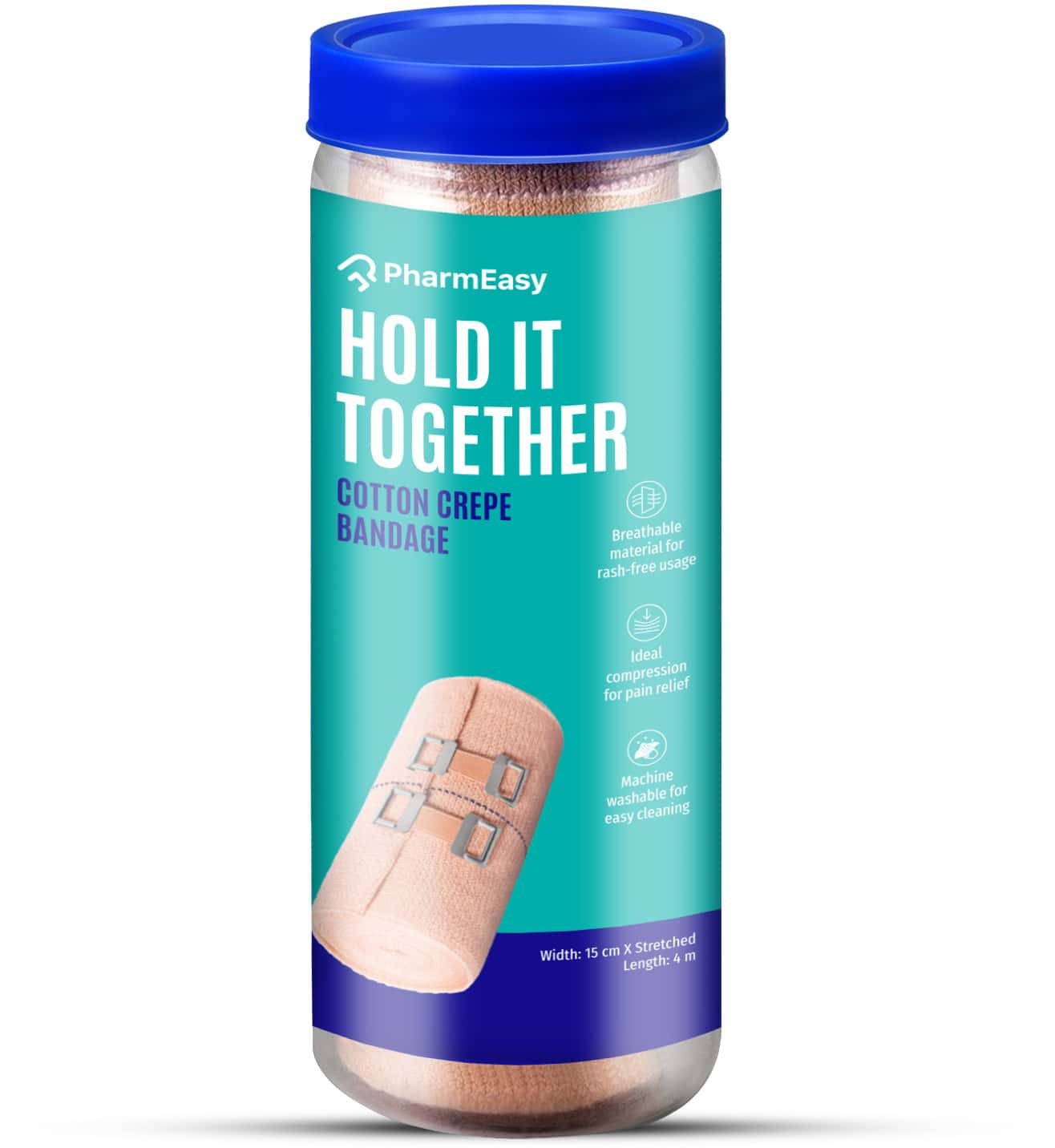 Pharmeasy Cotton Crepe Bandage Hold It Together (15cm*4m) 1 No'S