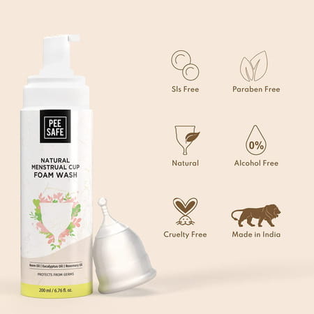 Pee Safe Natural Menstrual Cup Foam Wash | Menstrual Hygiene | Period Care | 200 Ml Pack Of 1