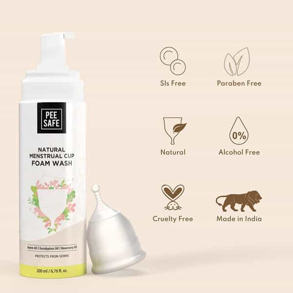 Pee Safe Natural Menstrual Cup Foam Wash | Menstrual Hygiene | Period Care | 200 Ml Pack Of 1