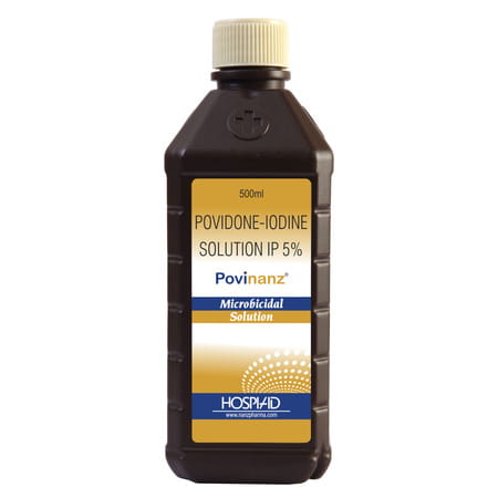 Povinanz 5 % Microbicidal Povidone Iodine Solution Ip 500 Ml Pack 1