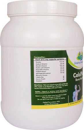 Grazing Meadows Calci Plus 500 Capsules (675mg) Natural Calcium Supplement For Bone Health Pack Of5