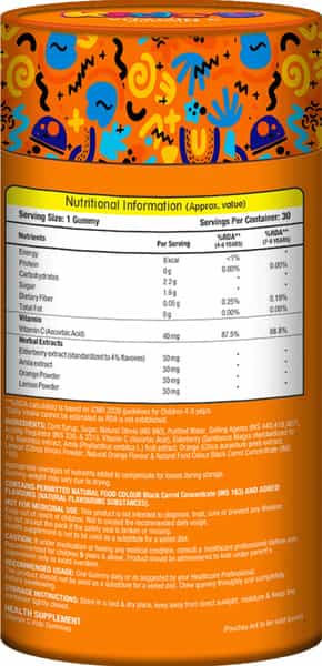 Mom & World Kidsy Vitamin C Gummies For Kids- 30 (Orange Flavoured) Gummies (Pack Of 3)
