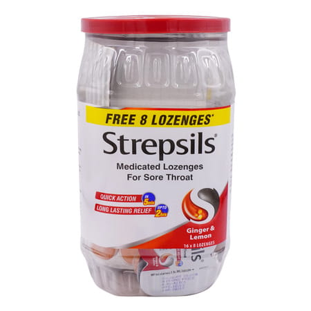 Strepsils Ginger And Lemon Flavour Jar 120 + 8 Free Lozenges