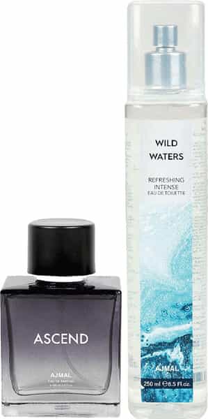 Ajmal Ascend Edp 100Ml & Wild Waters Edt 250Ml For Unisex Combo Pack Of 2 (Total 350Ml)
