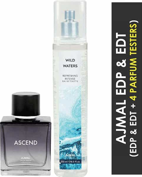 Ajmal Ascend Edp 100Ml & Wild Waters Edt 250Ml For Unisex Combo Pack Of 2 (Total 350Ml)