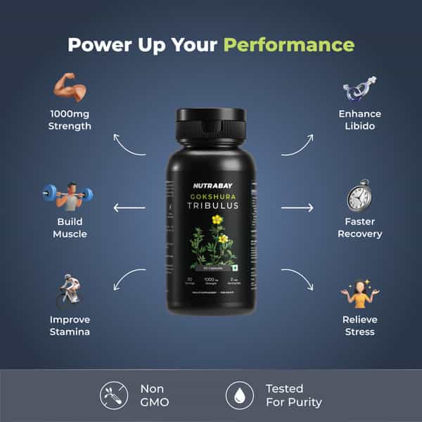 Nutrabay Wellness Tribulus Terrestries (Gokshura) - 1000Mg 60 Veg Capsules