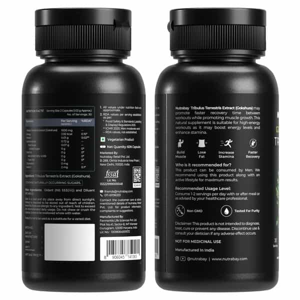 Nutrabay Wellness Tribulus Terrestries (Gokshura) - 1000Mg 60 Veg Capsules