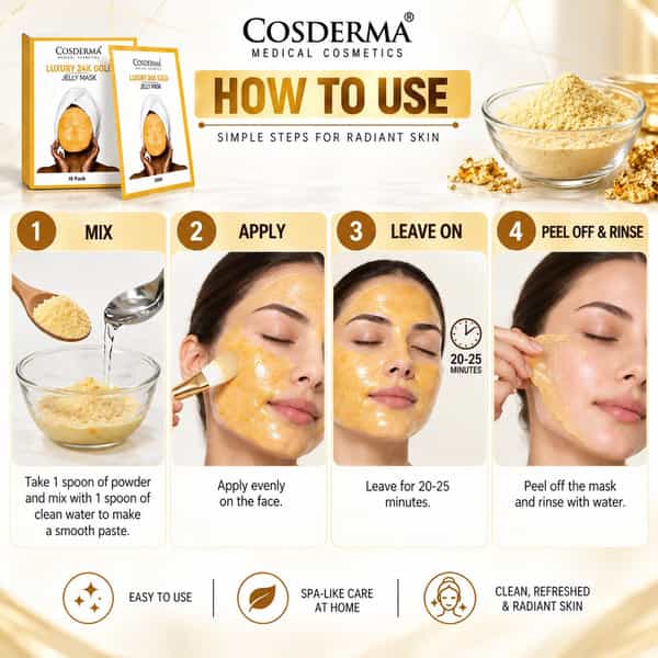Cosderma Luxury 24K Gold Jelly Mask | Hydrating & Radiance Care | Facial Mask Daily Care - 10 X 35G