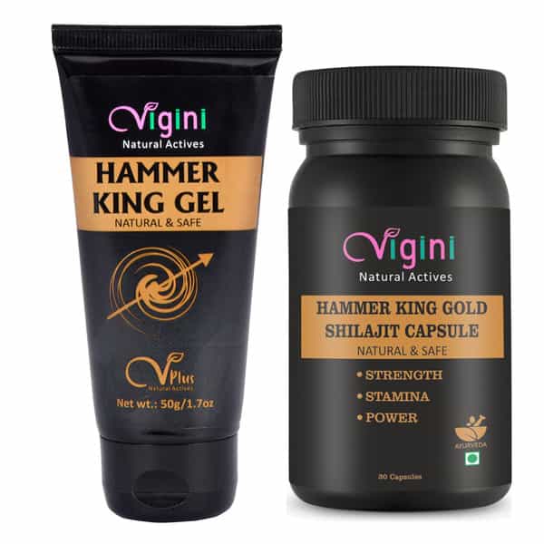 Vigini Hammer King Men's Sexual Lubricant Massage Cream & Shilajit Gold Stamina Powerbooster Capsule