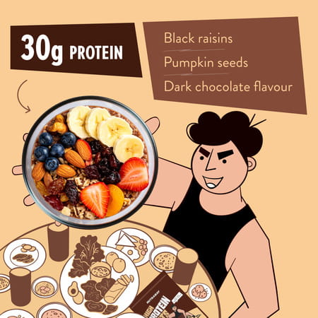 Nutrabay High Protein Oats - 750gm | Dark Chocolate Flavour | No Added Sugar