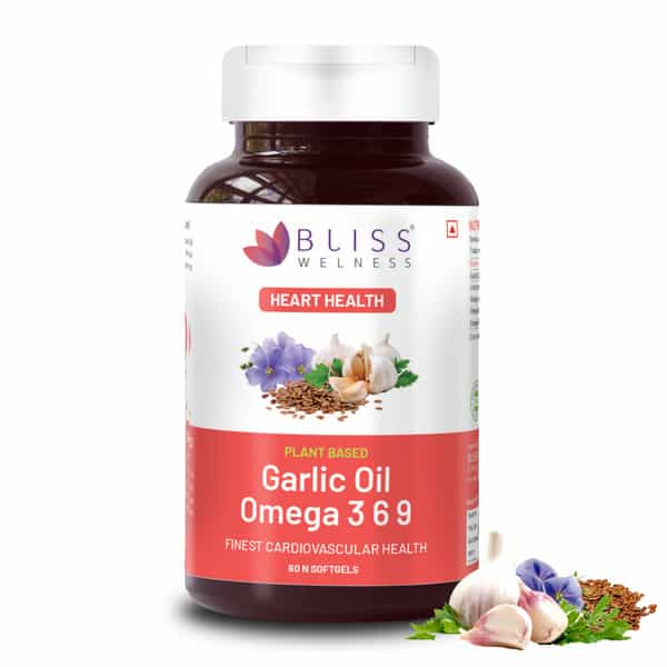 Bliss Welness Cholesterol Management Supplement| Garlic Oil Omega 3 6 9 - 60 Softgel Capsules