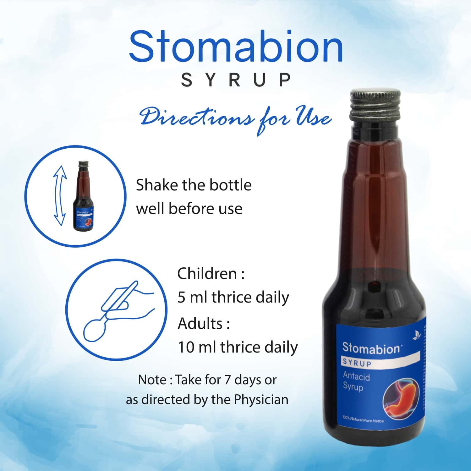 Buy STOMABION SYRUP 200 ML BLEND OF AYURVEDIC HERBS HELPS IN GAS AND ACIDITY (PACK OF 3