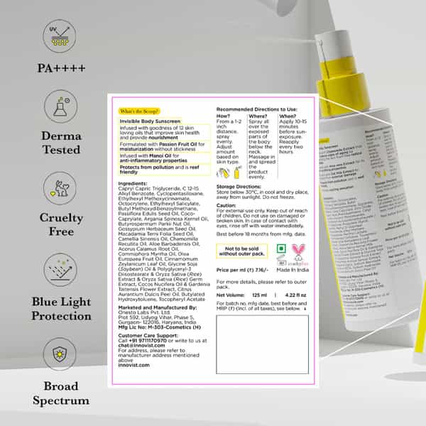 Sunscoop Invisible Body Sunscreen | Spf 60 | For All Skin Types | Dewy Finish | Lightweight 125 Ml