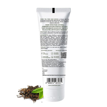 Omeo Tea Tree Face Scrub | Remove Dead Skin Cells & Dirt | Control Excess Oil | Blackheads (100g)