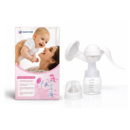 Healthywind Manual Breast Pump For Mothers | 3-Level Suction Control | Bpa Free - Manual (White)