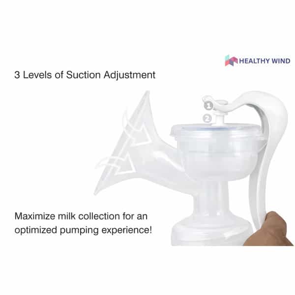 Healthywind Manual Breast Pump For Mothers | 3-Level Suction Control | Bpa Free - Manual (White)