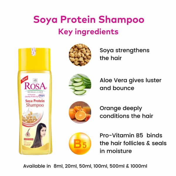 Rosa Soya Protein Shampoo With Pro- Vitamin B5 I For Shine | Long & Strong Hair I Pack Of 1- 500Ml