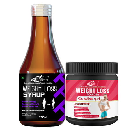 Weight Loss Syrup & Weight Loss Powder - 100% Ayurvedic (200ml+100gm)