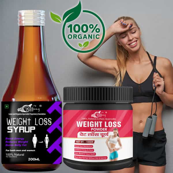 Weight Loss Syrup & Weight Loss Powder - 100% Ayurvedic (200Ml+100Gm)