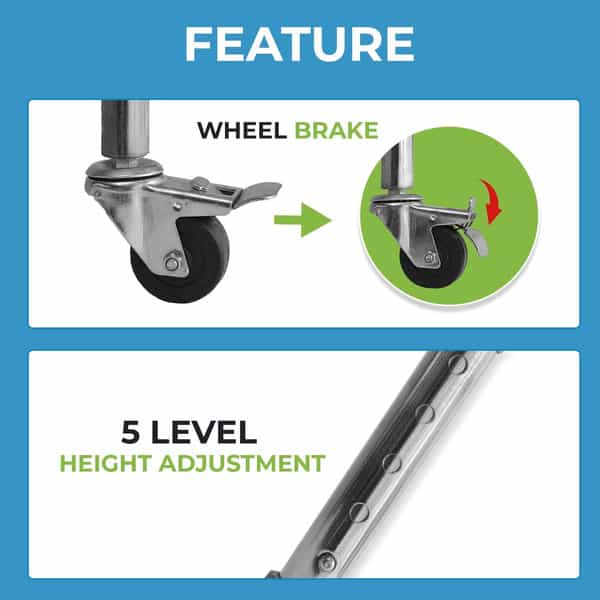 Everactiv Commode Chair With Wheel | Chrome Finish