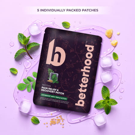 Betterhood Pain Relief & Recovery Patches | Cooling With Menthol, Magnesium & Boswelia (Pack Of 5)