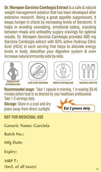 Dr. Morepen Garcinia Cambogia | Weight Loss | Capsules | 60 No's