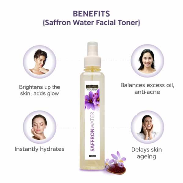 Indus Valley Natural Saffron Water Facial Toner - Chemical Free - 250 Ml