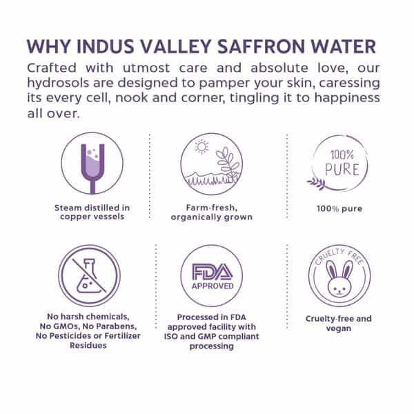 Indus Valley Natural Saffron Water Facial Toner - Chemical Free - 250 Ml