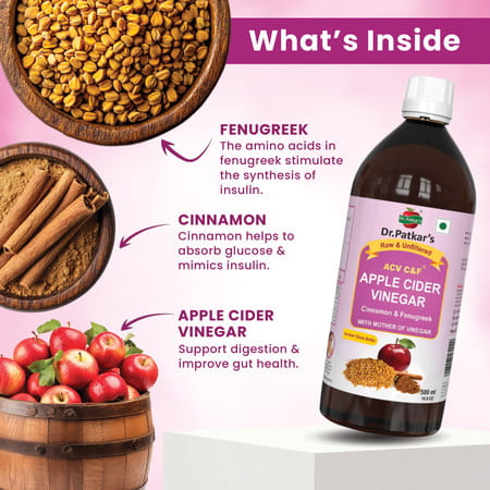 Dr. Patkar'S Apple Cider Vinegar With Cinnamon & Fenugreek 1000ml