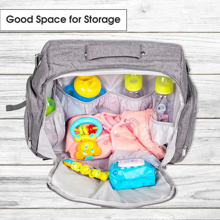 Meemee Stylish Multi-Function Diaper (Backpack-Style) Nursery Bag (Grey)