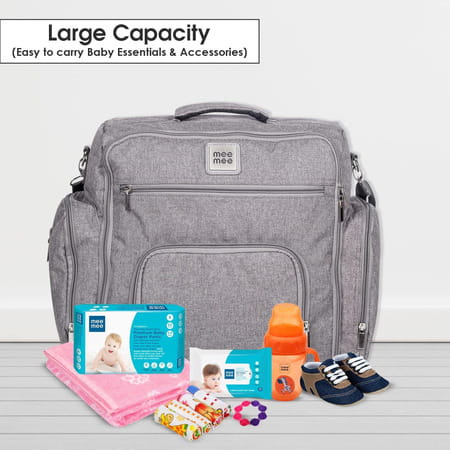 Meemee Stylish Multi-Function Diaper (Backpack-Style) Nursery Bag (Grey)