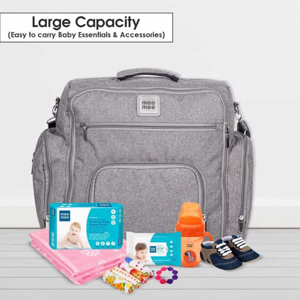 Meemee Stylish Multi-Function Diaper (Backpack-Style) Nursery Bag (Grey)